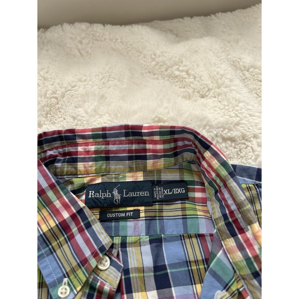 Ralph Lauren XL Multicolor Plaid Button-Up Long Sleeve Mens Cotton Preppy Casual - Picture 4 of 5